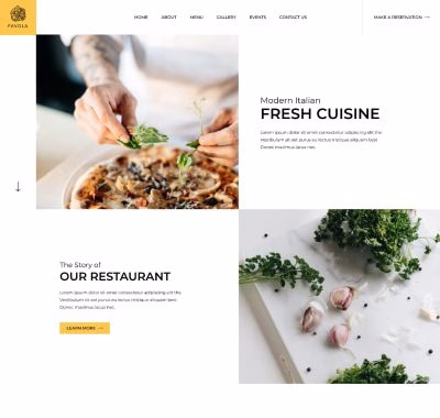 Webdesign-Demo für Restaurant-Website – moderne Layoutstruktur und professionelle Gastro-Präsentation
